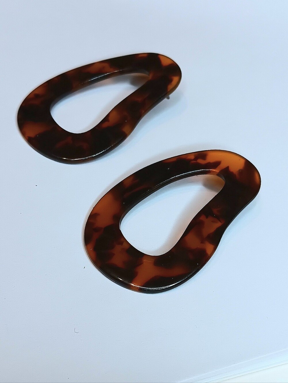 Tortoiseshell Teardrop Hoop Earrings - Brown Tortoise Women's Accessories